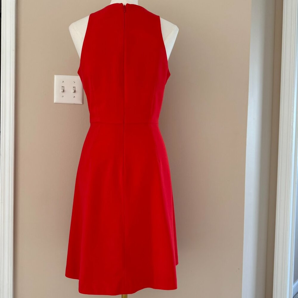 BANANA REPUBLIC | Lightweight Wool Orange Sleeveless Fit & Flare Dress Sz 8 - Picture 3 of 7